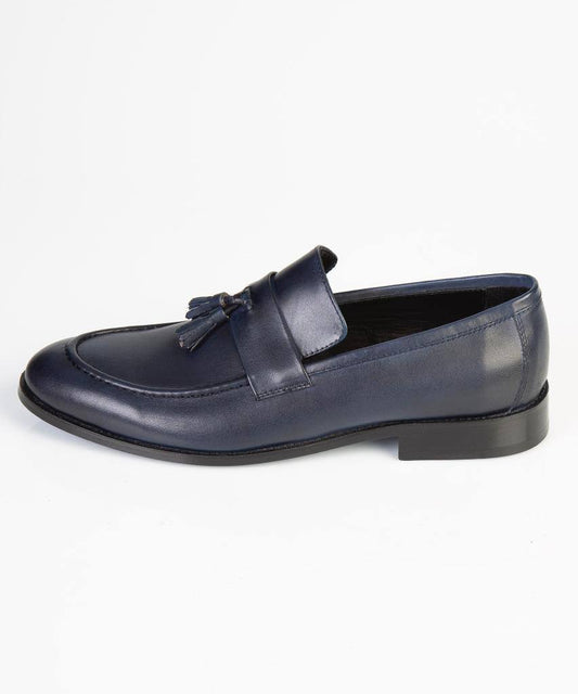 Midnight Navy Tassel Loafers – 100% Turkish Leather