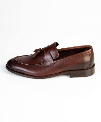 Espresso Brown Tassel Loafers - 100% Turkish Leather - front view - The Third Gentleman