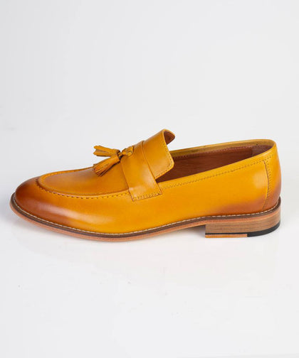 Honey Cognac Tassel Loafers - 100% Turkish Leather - front view - The Third Gentleman