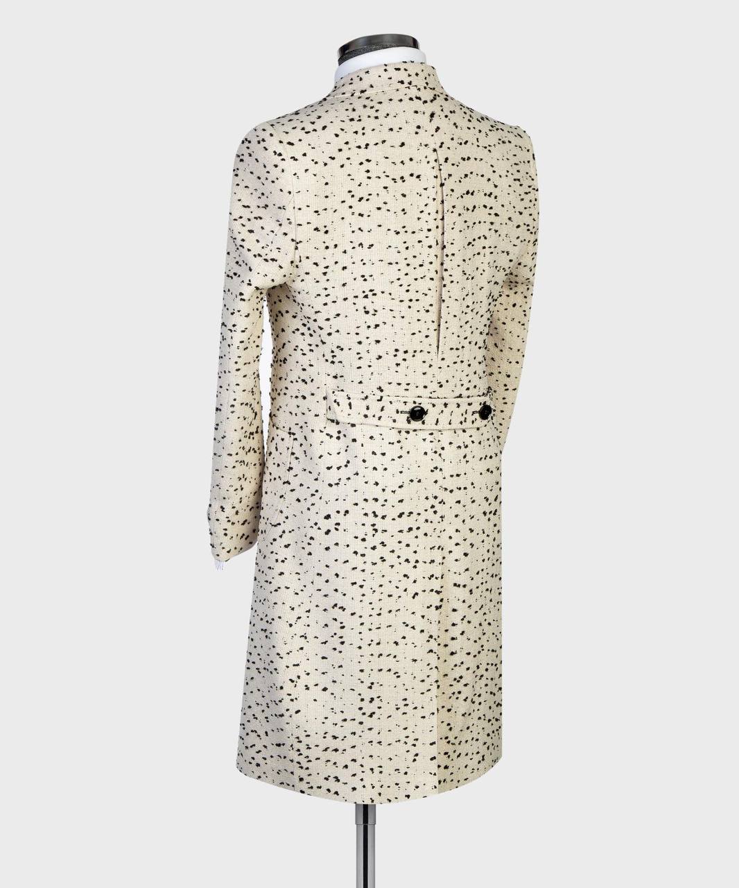 Ivory Flecked Double-Breasted Overcoat