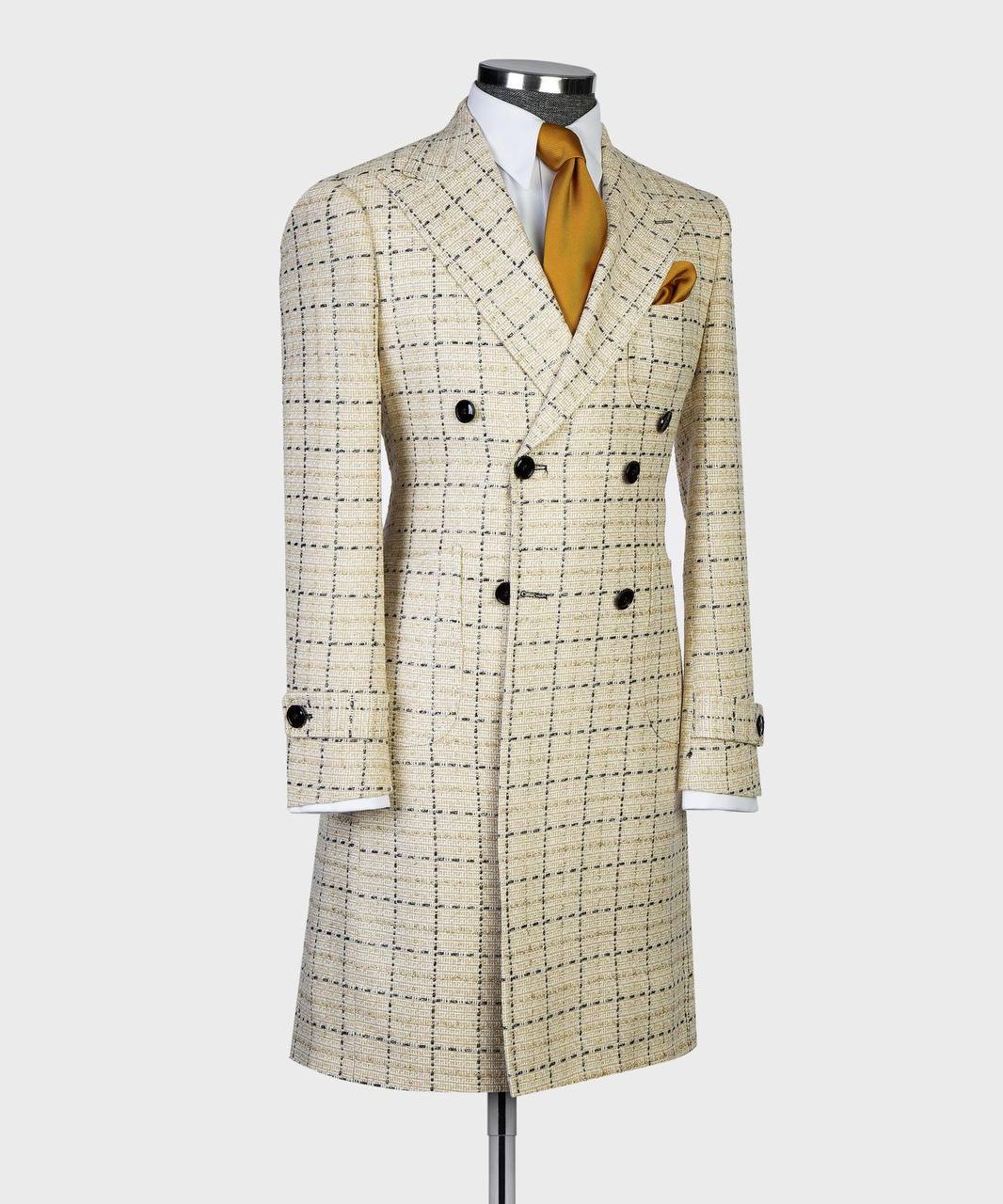 Sand Check Double-Breasted Overcoat - alternate angle