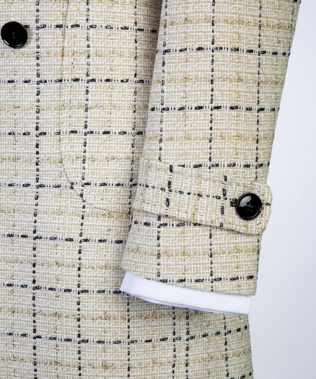 Sand Check Double-Breasted Overcoat - back view