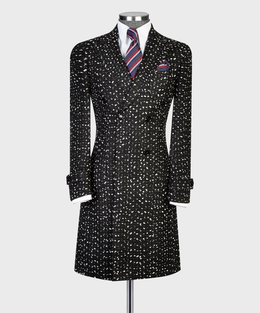 Black Flecked Double-Breasted Overcoat