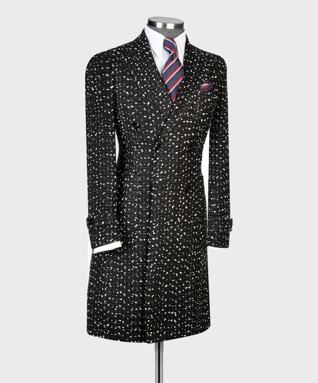Black Flecked Double-Breasted Overcoat