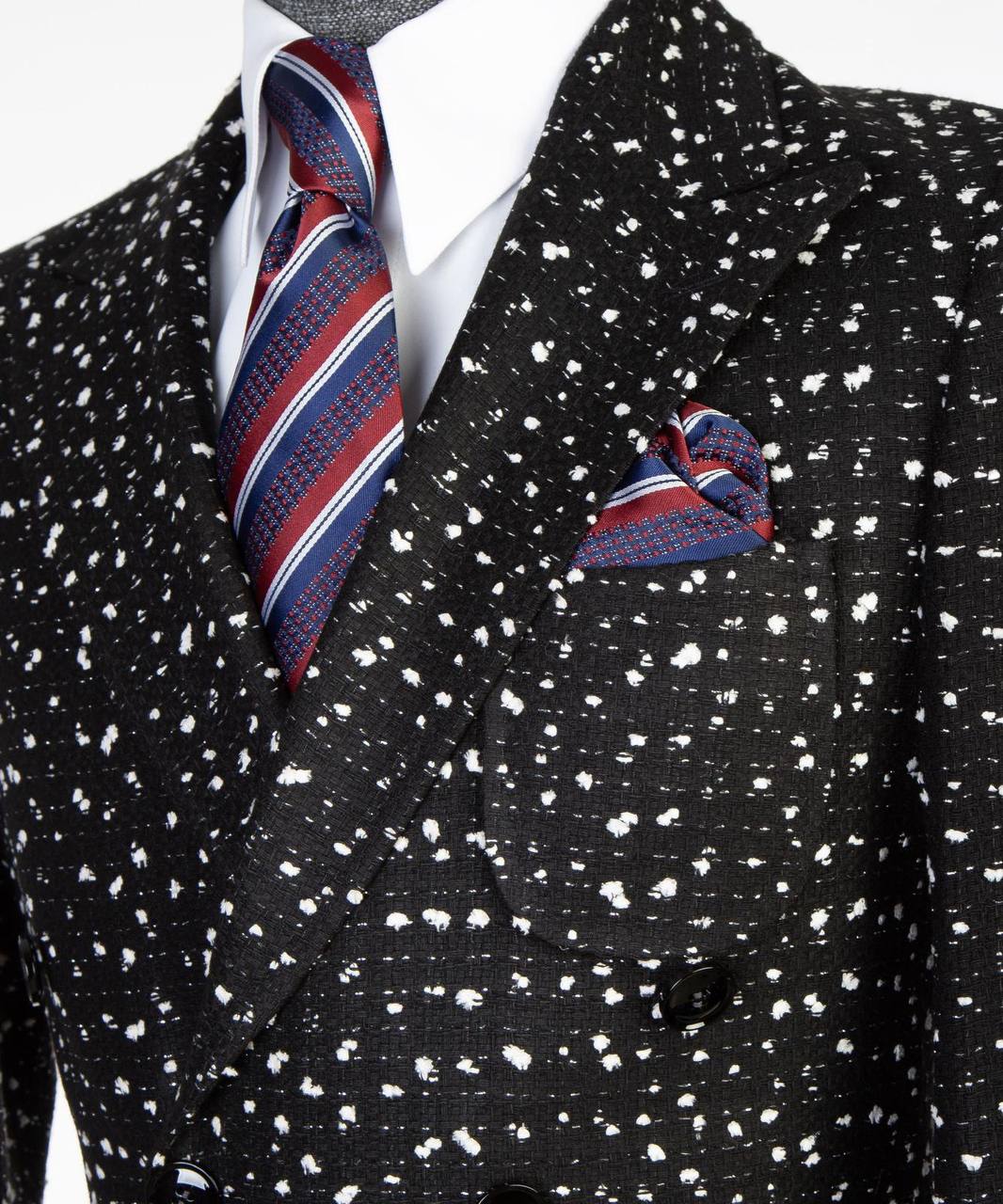 Black Flecked Double-Breasted Overcoat