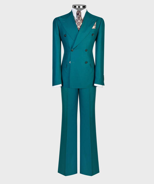 Teal Double Breasted Suit w/ Flared Leg