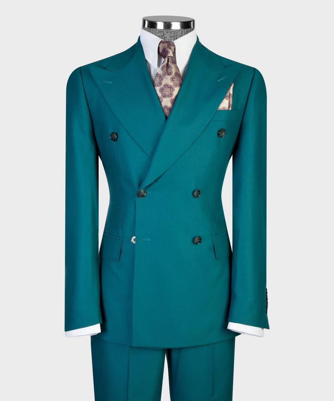 Teal Double Breasted Suit w/ Flared Leg