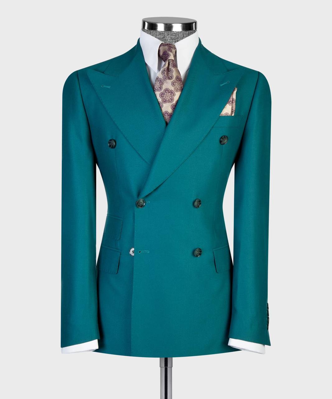 Teal Double Breasted Suit w/ Flared Leg