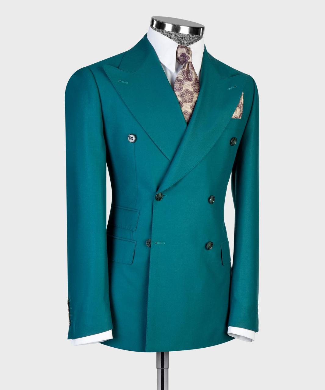 Teal Double Breasted Suit w/ Flared Leg