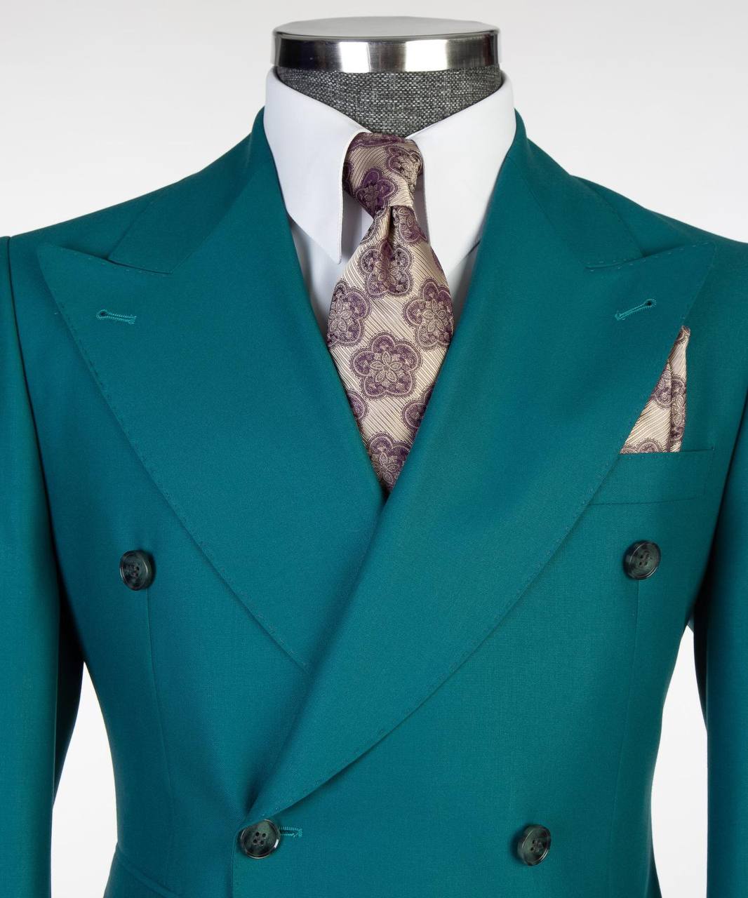 Teal Double Breasted Suit w/ Flared Leg
