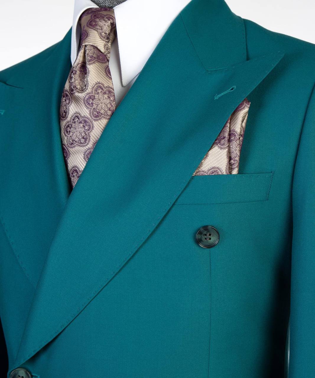 Teal Double Breasted Suit w/ Flared Leg