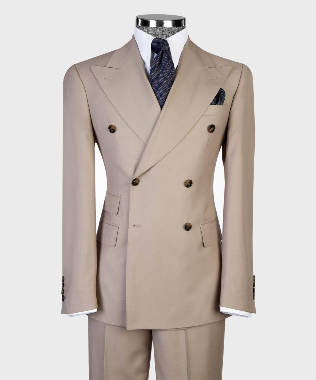 Tan Double Breasted Suit w/ Flared Leg