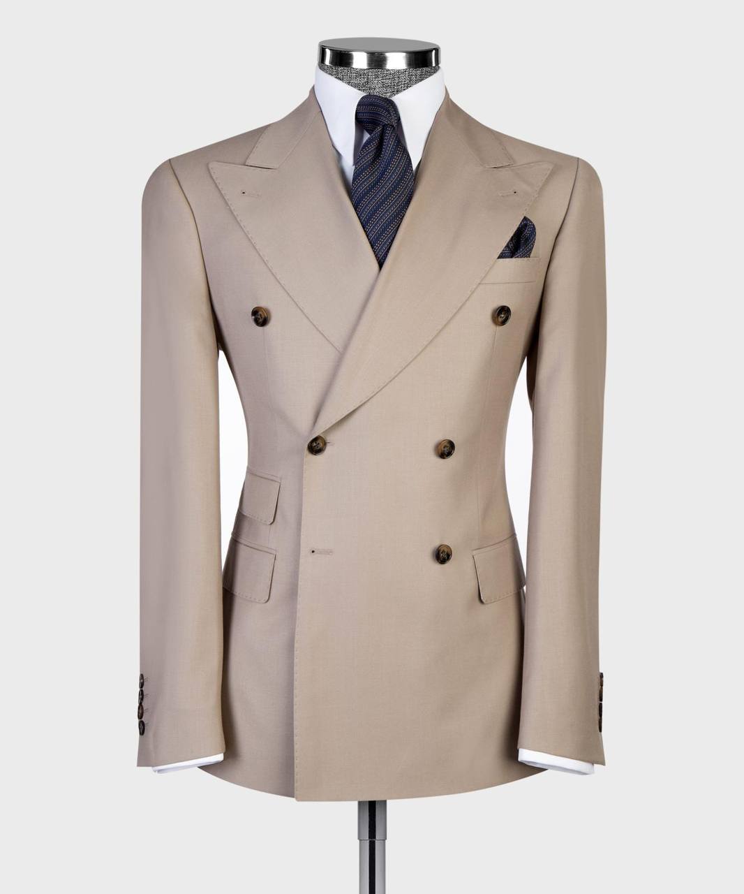 Tan Double Breasted Suit w/ Flared Leg