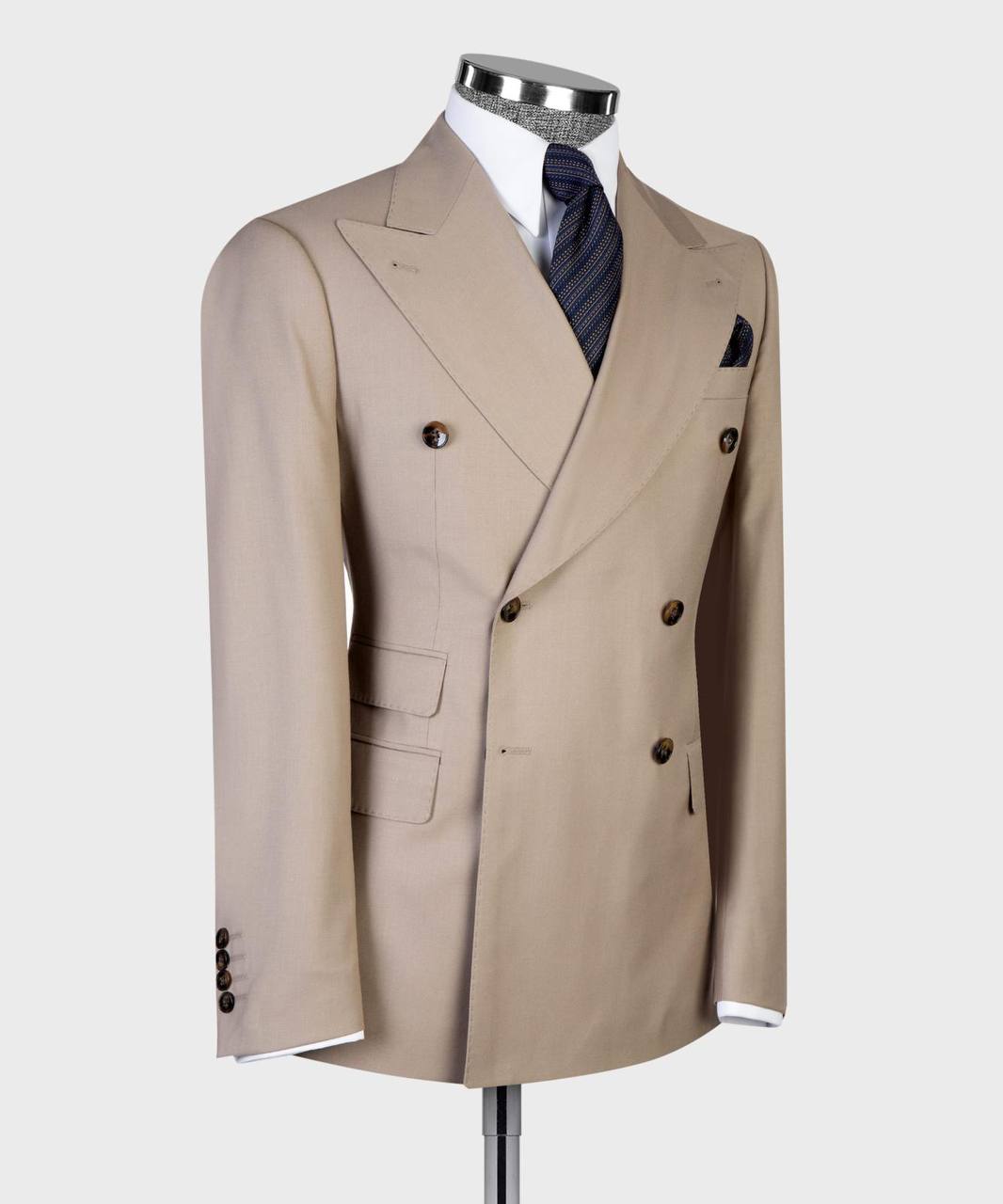 Tan Double Breasted Suit w/ Flared Leg