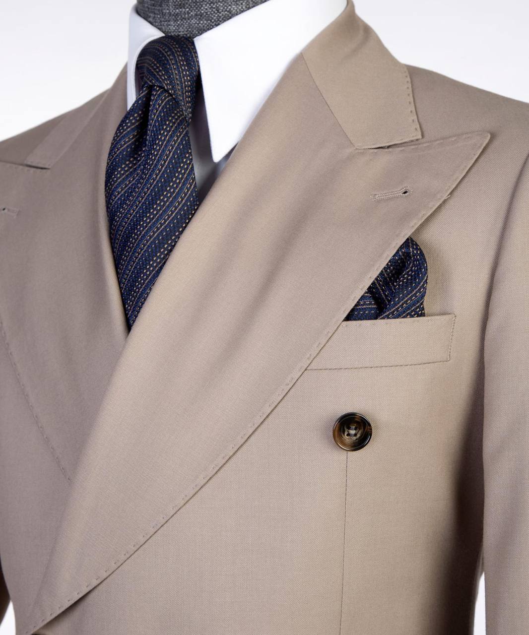Tan Double Breasted Suit w/ Flared Leg