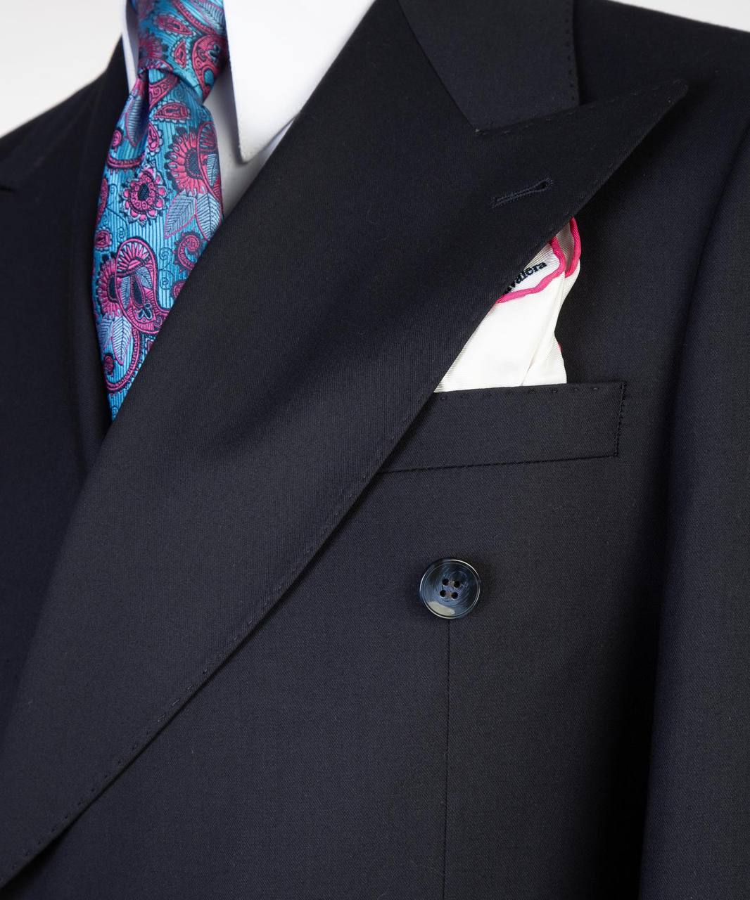 Deep Navy Blue Double Breasted Suit w/ Flared Leg