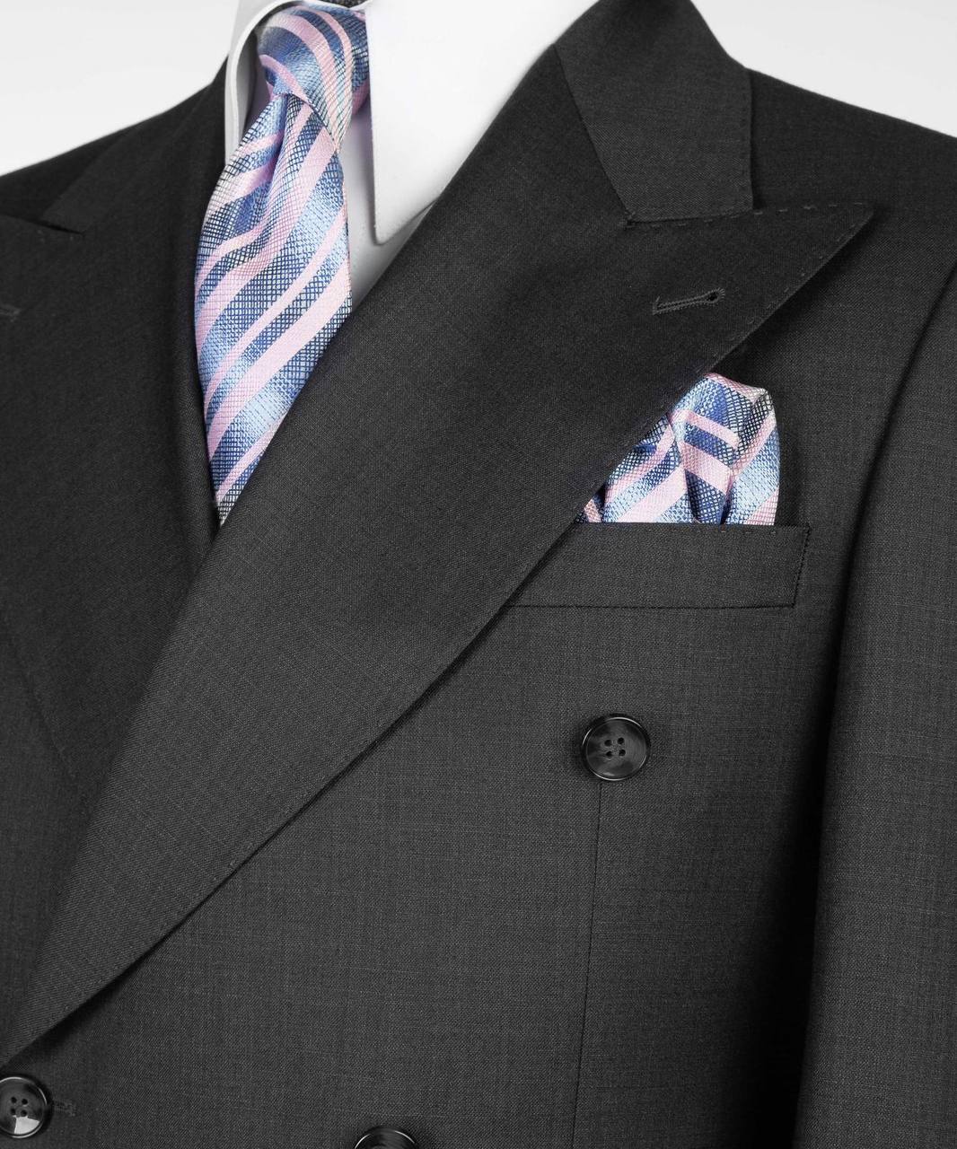 Charcoal Grey Double Breasted Suit w/ Flared Leg