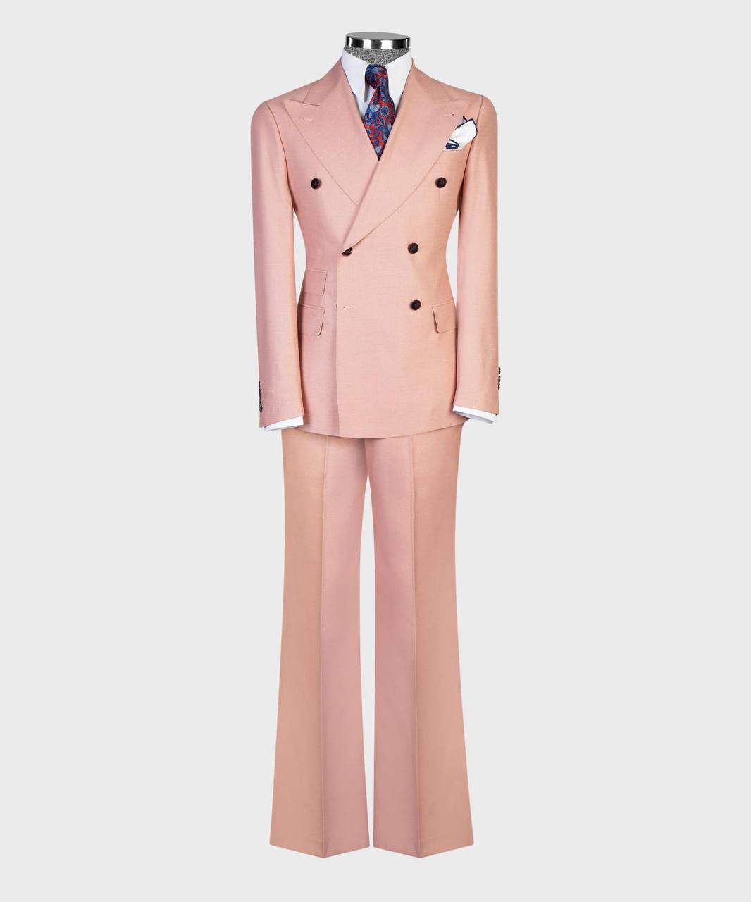 Soft Pink Double Breasted Suit w/ Flared Leg