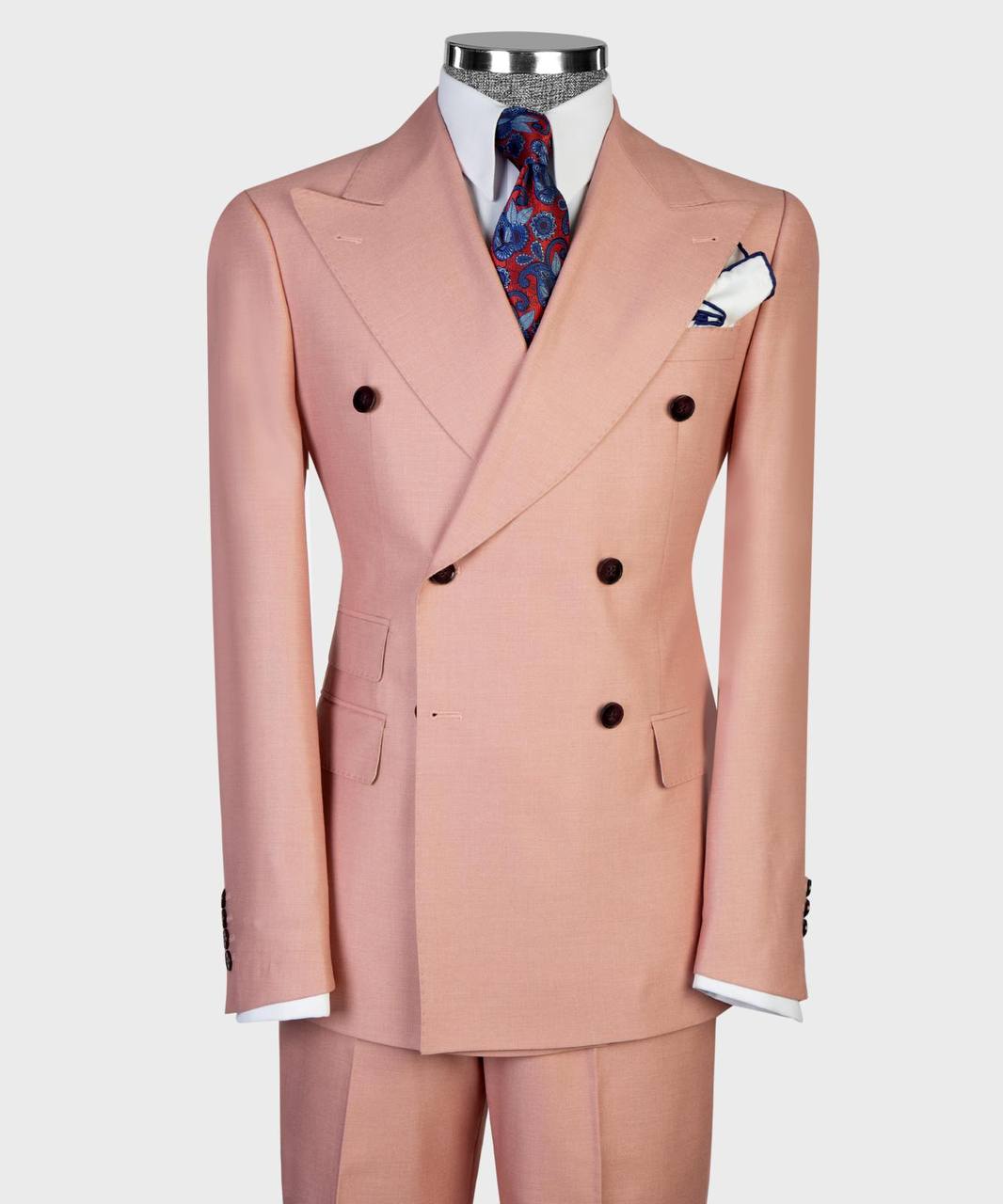Soft Pink Double Breasted Suit w/ Flared Leg