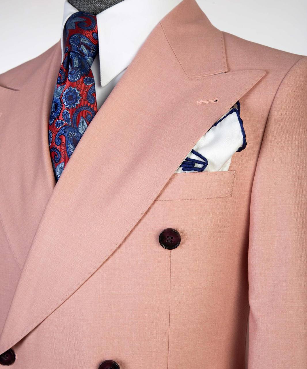 Soft Pink Double Breasted Suit w/ Flared Leg