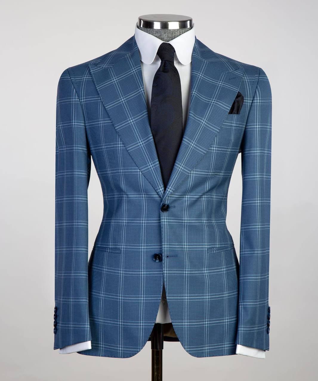Cerulean & White Check Three Piece Suit - alternate angle