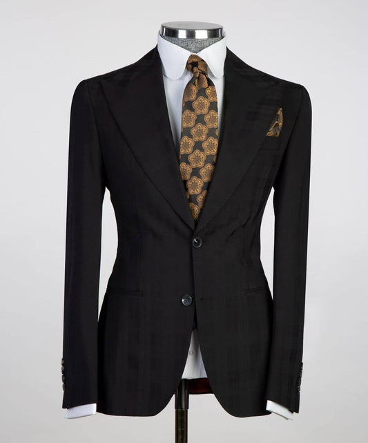 Onyx Shadow Plaid Three-Piece Suit