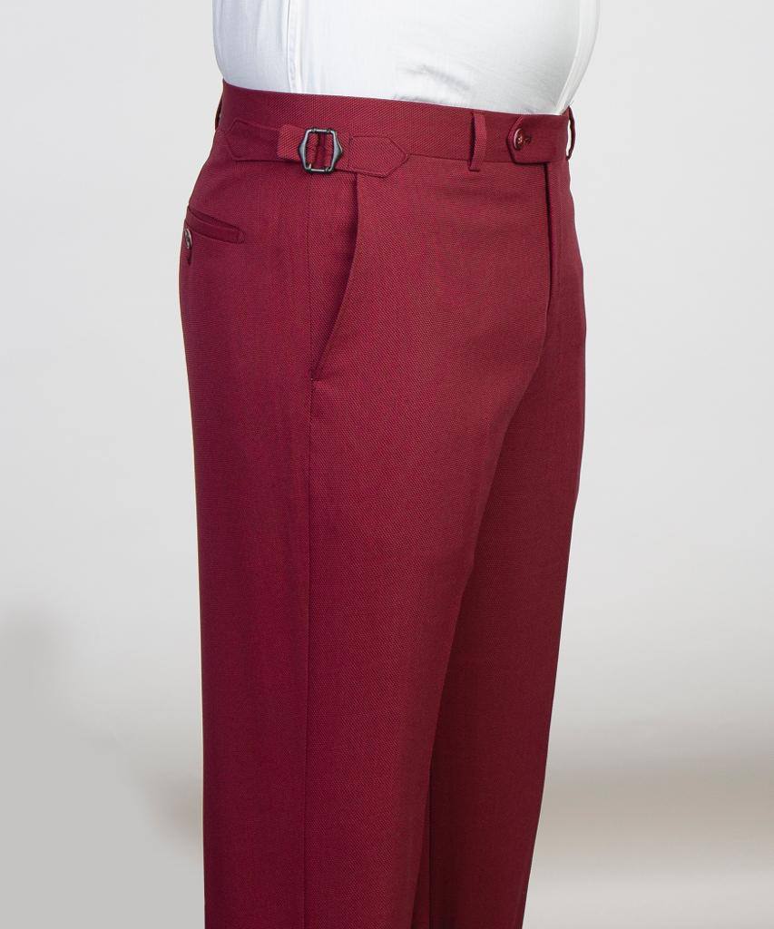 Ruby Red Textured Three-Piece Suit - side view