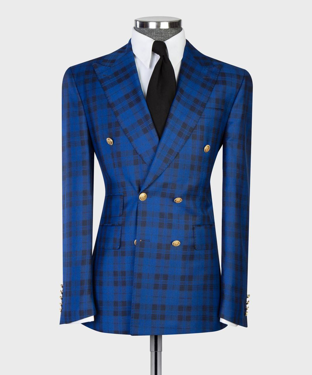 Royal Blue & Midnight Plaid Double Breasted Suit