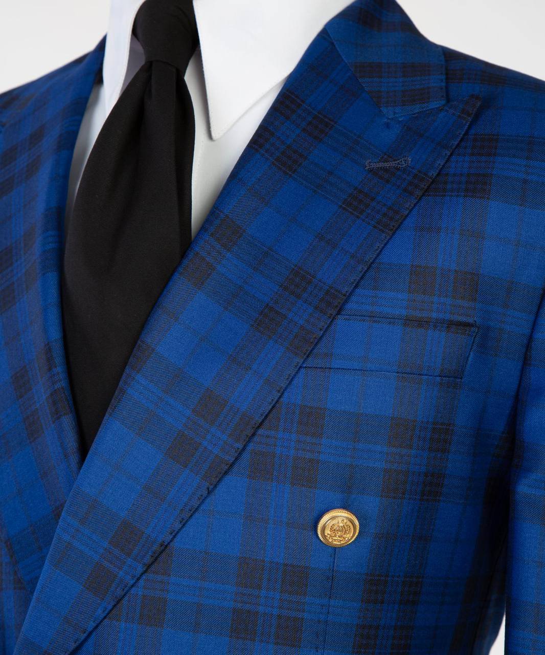 Royal Blue & Midnight Plaid Double Breasted Suit