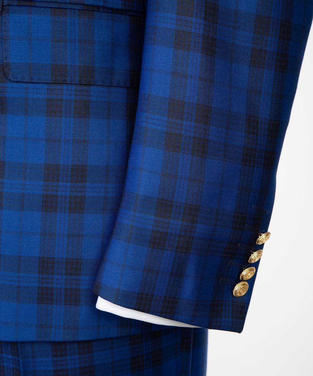 Royal Blue & Midnight Plaid Double Breasted Suit