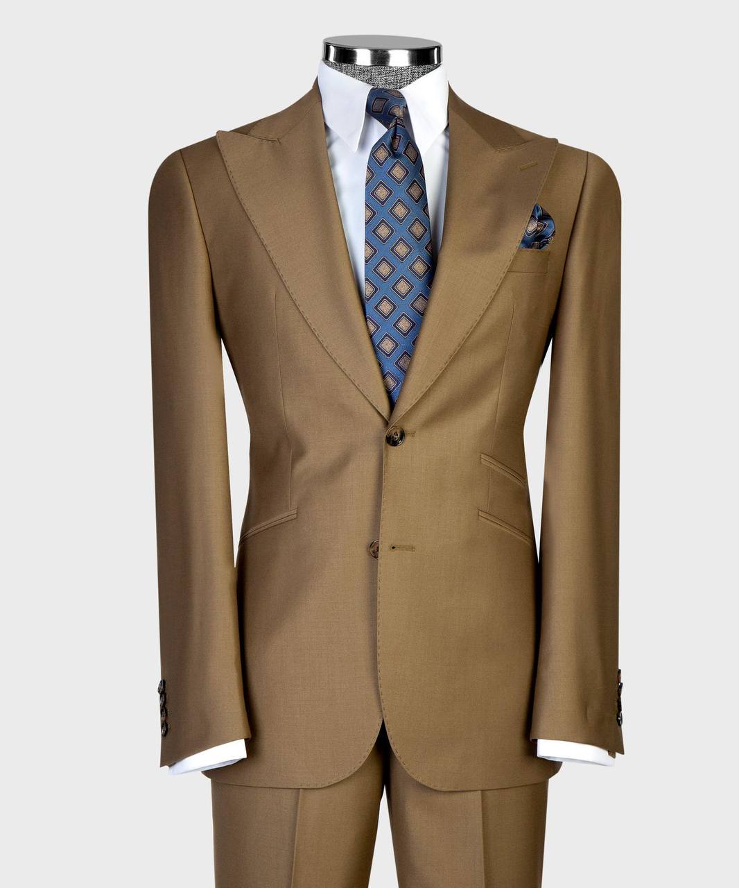 Tobacco Brown Three-Piece Suit - close-up