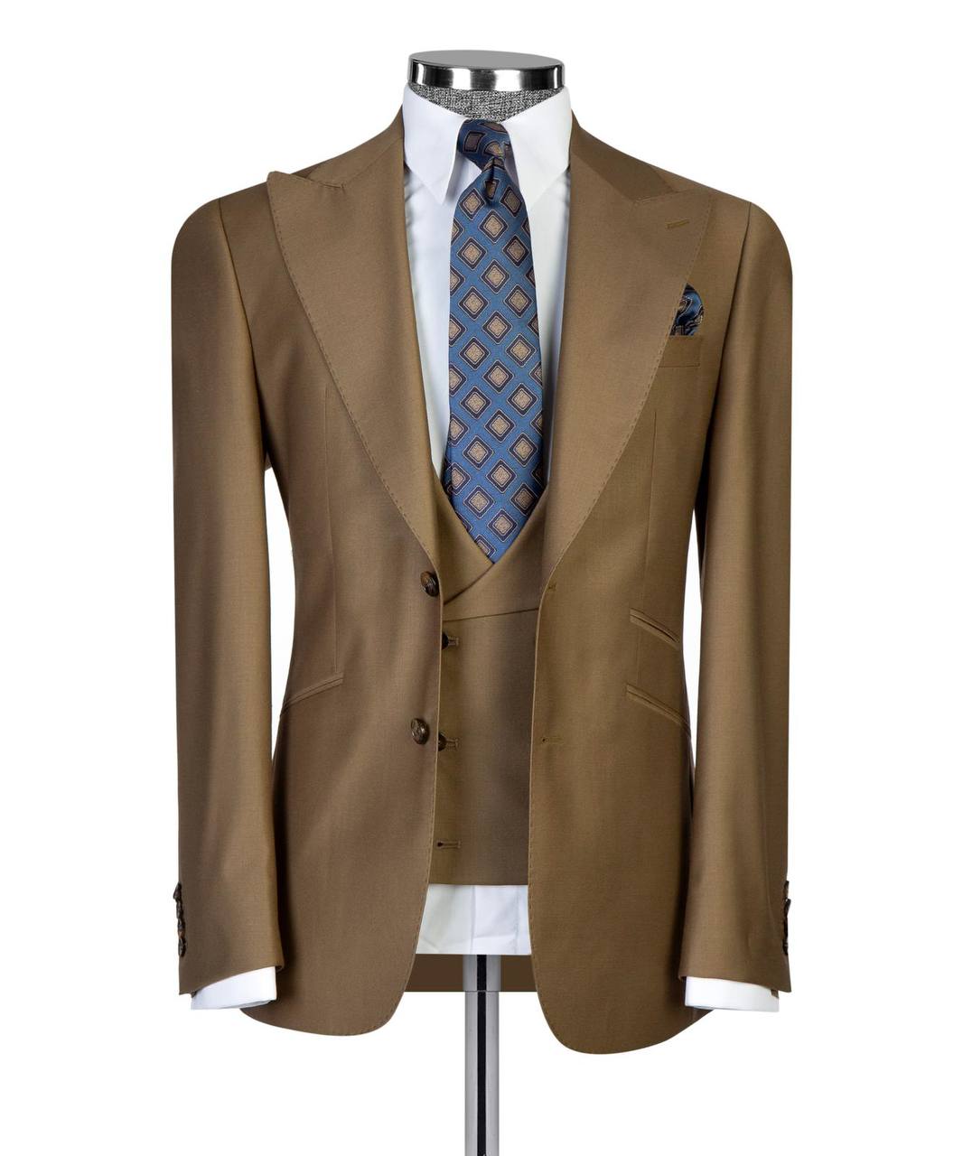 Tobacco Brown Three-Piece Suit - front view - The Third Gentleman