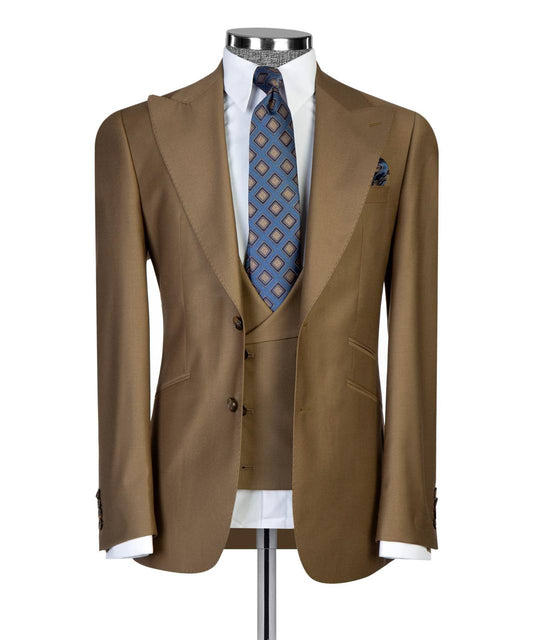 Tobacco Brown Three-Piece Suit - front view - The Third Gentleman