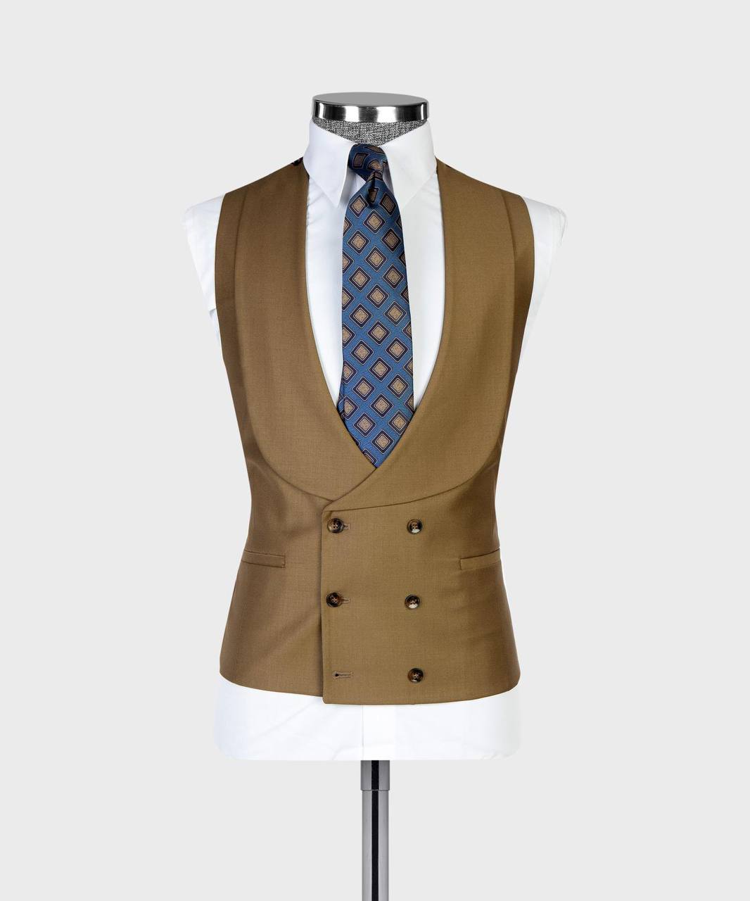 Tobacco Brown Three-Piece Suit - fabric detail