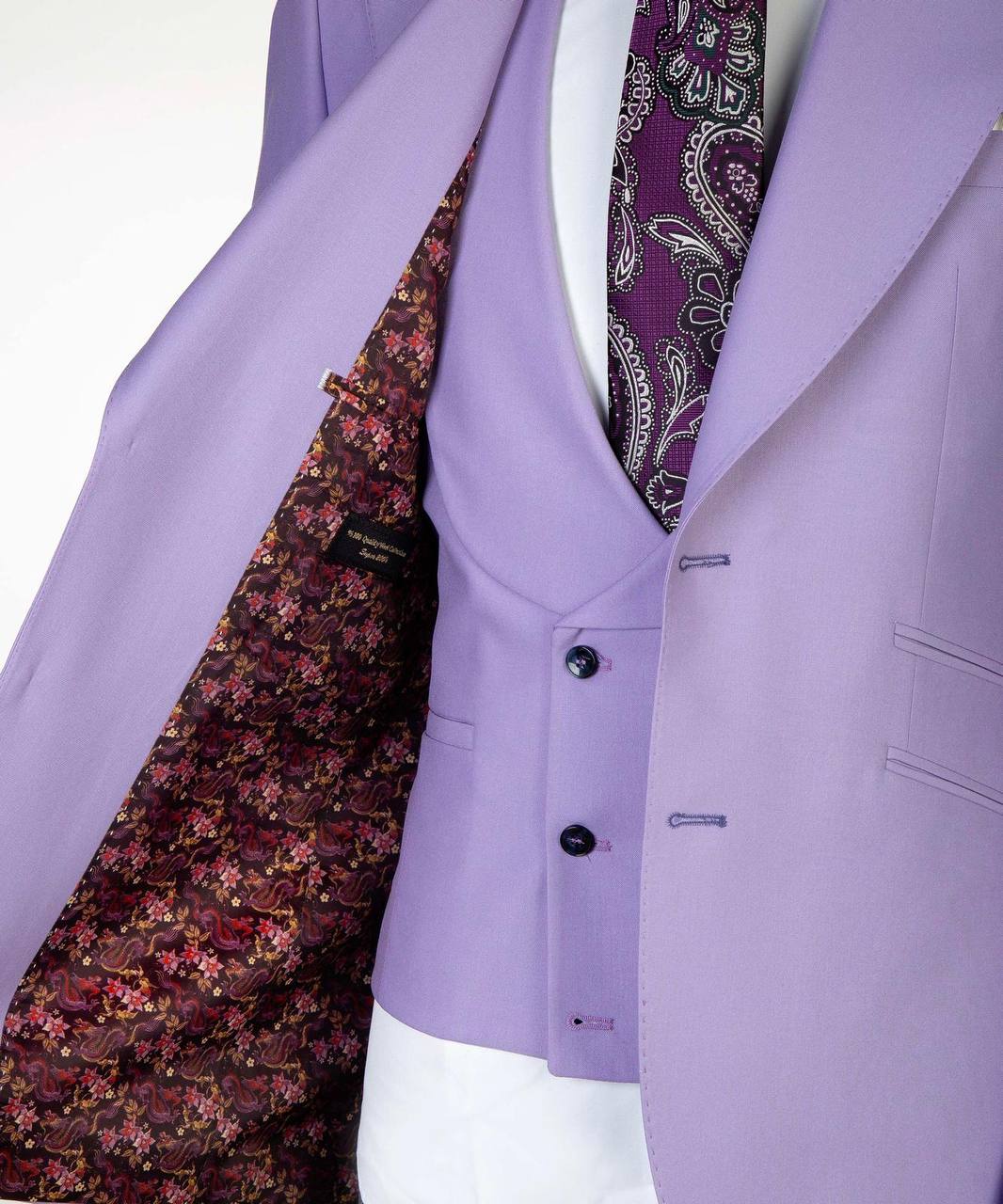 The Royal Lavender Three-Piece Suit - side view