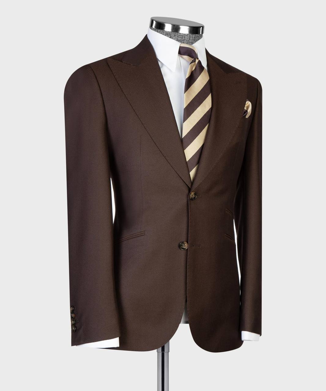 Espresso Birdseye Three-Piece Suit - detail view