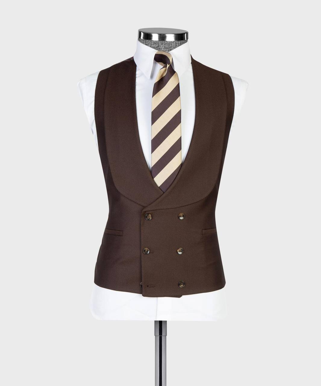 Espresso Birdseye Three-Piece Suit - fabric detail