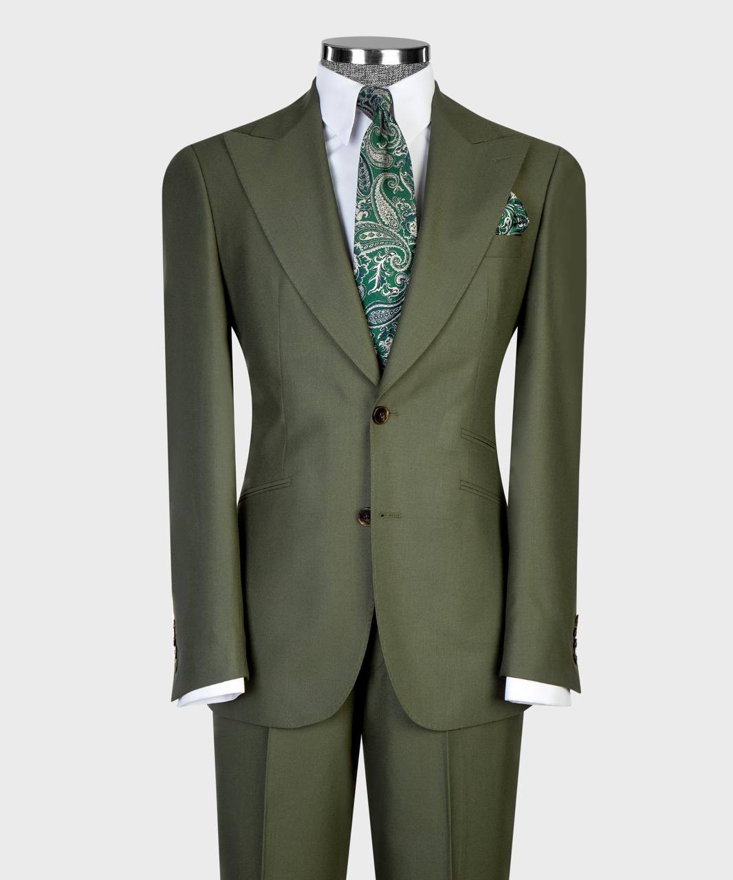 Imperial Olive Three-Piece Suit - close-up