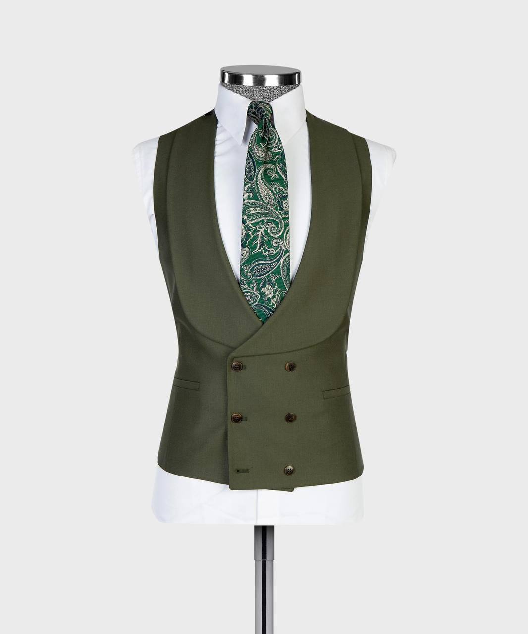 Imperial Olive Three-Piece Suit - fabric detail