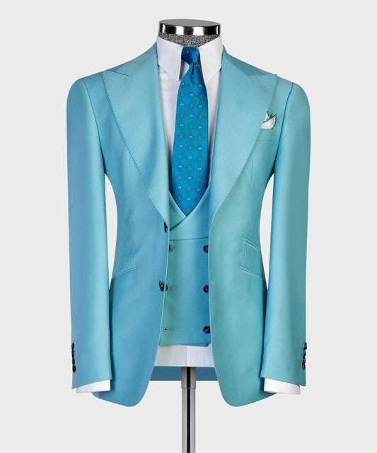 Azure Peak Three-Piece Suit - front view - The Third Gentleman
