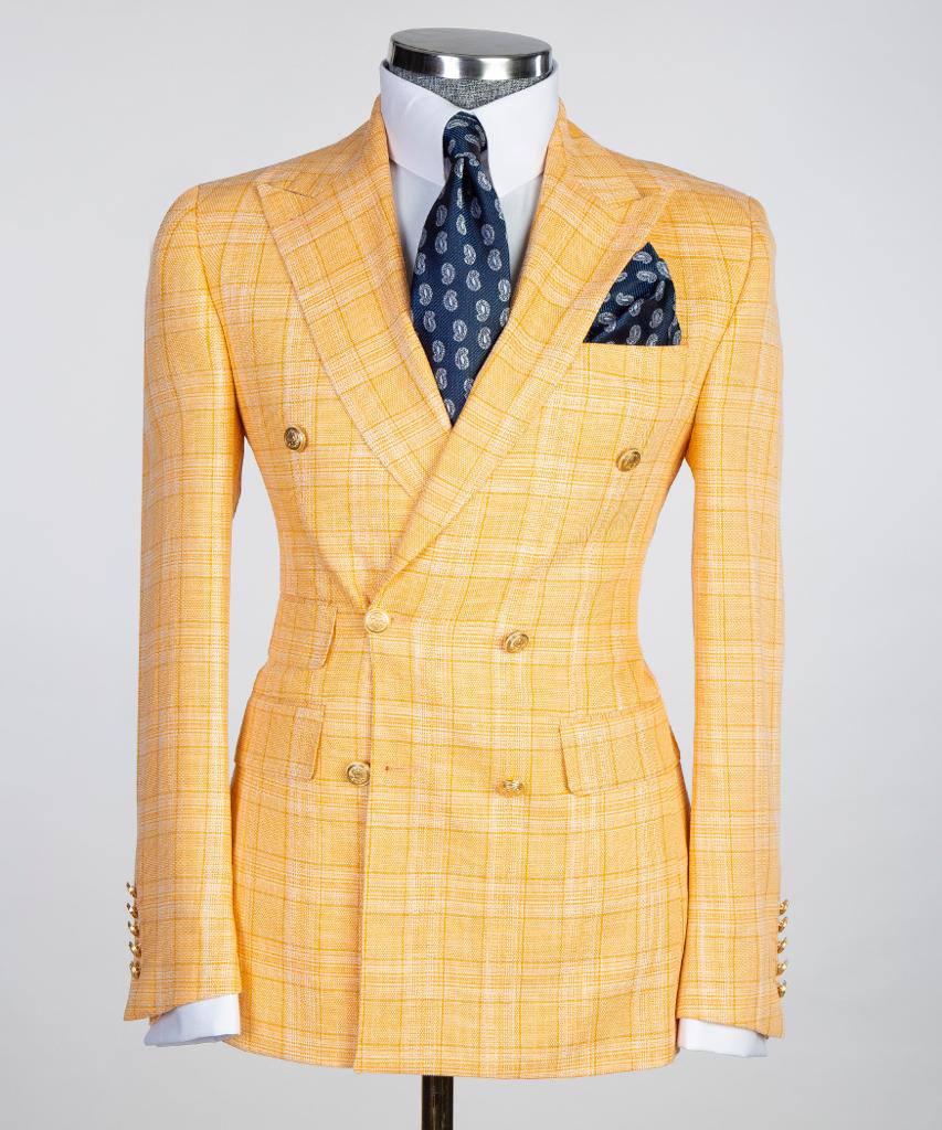 Gilded Canary Double-Breasted Jacket - front view - The Third Gentleman