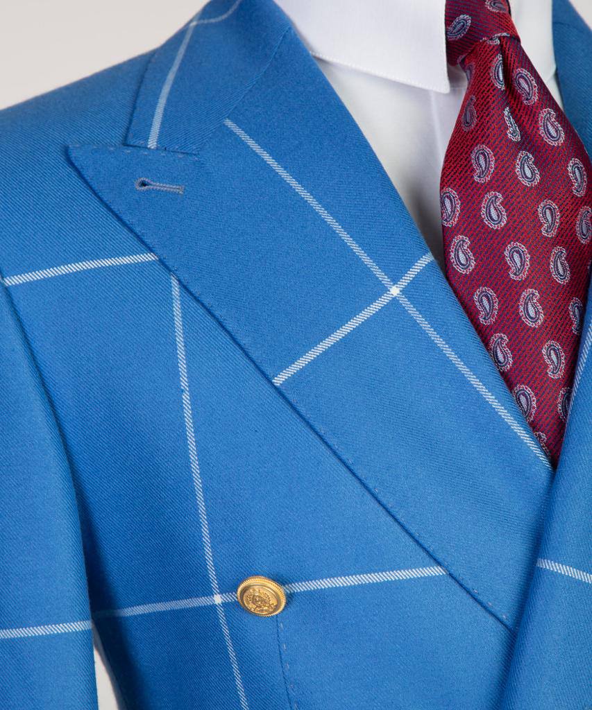 Electric Cobalt Double-Breasted Jacket - detail view