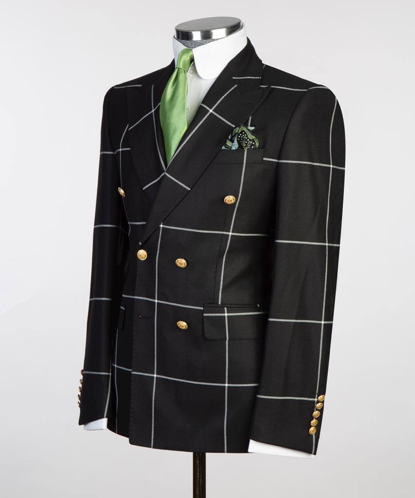 Midnight Grid Double-Breasted Jacket - alternate angle