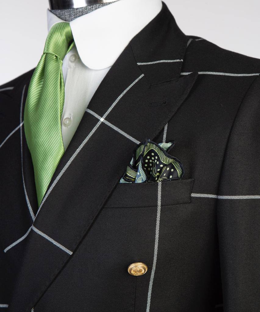 Midnight Grid Double-Breasted Jacket - detail view