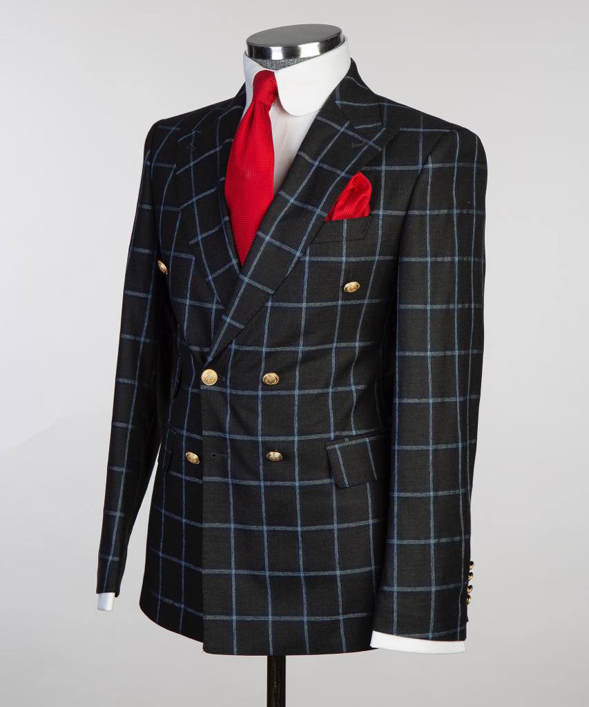Obsidian Grid Double-Breasted Jacket - alternate angle