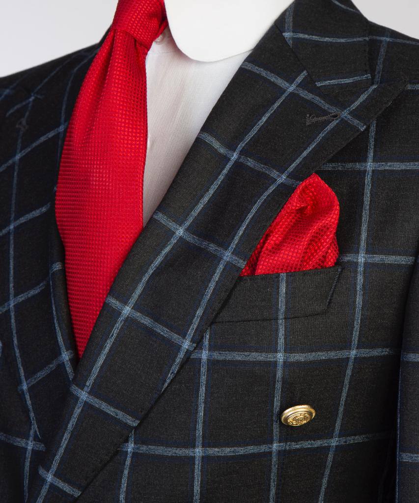 Obsidian Grid Double-Breasted Jacket - detail view