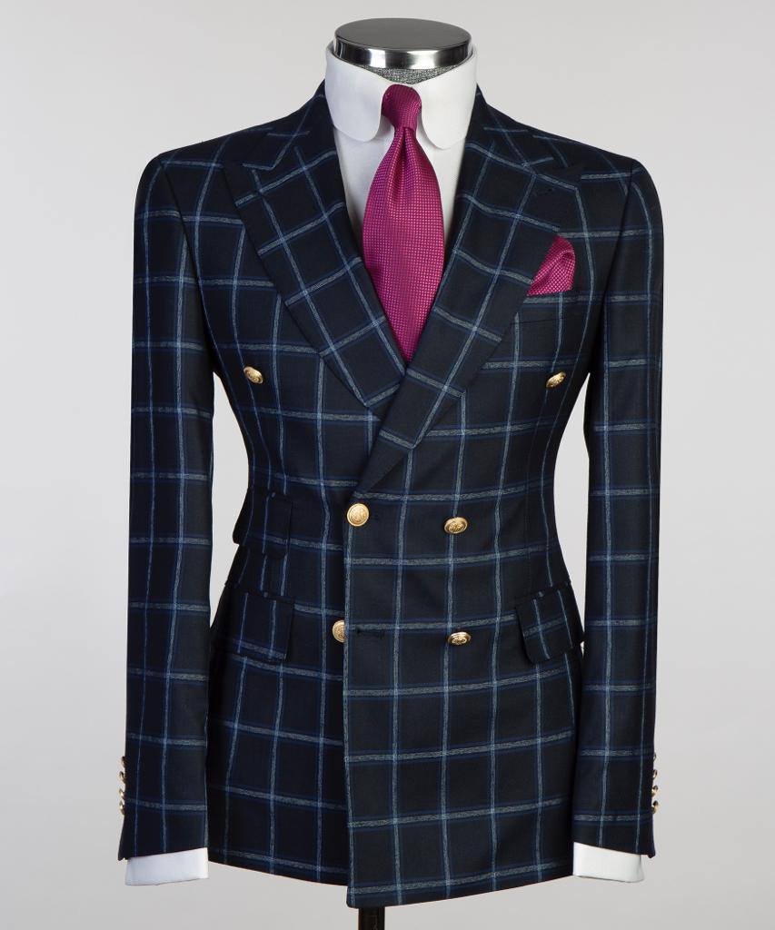 Midnight Azure Double-Breasted Jacket - front view - The Third Gentleman