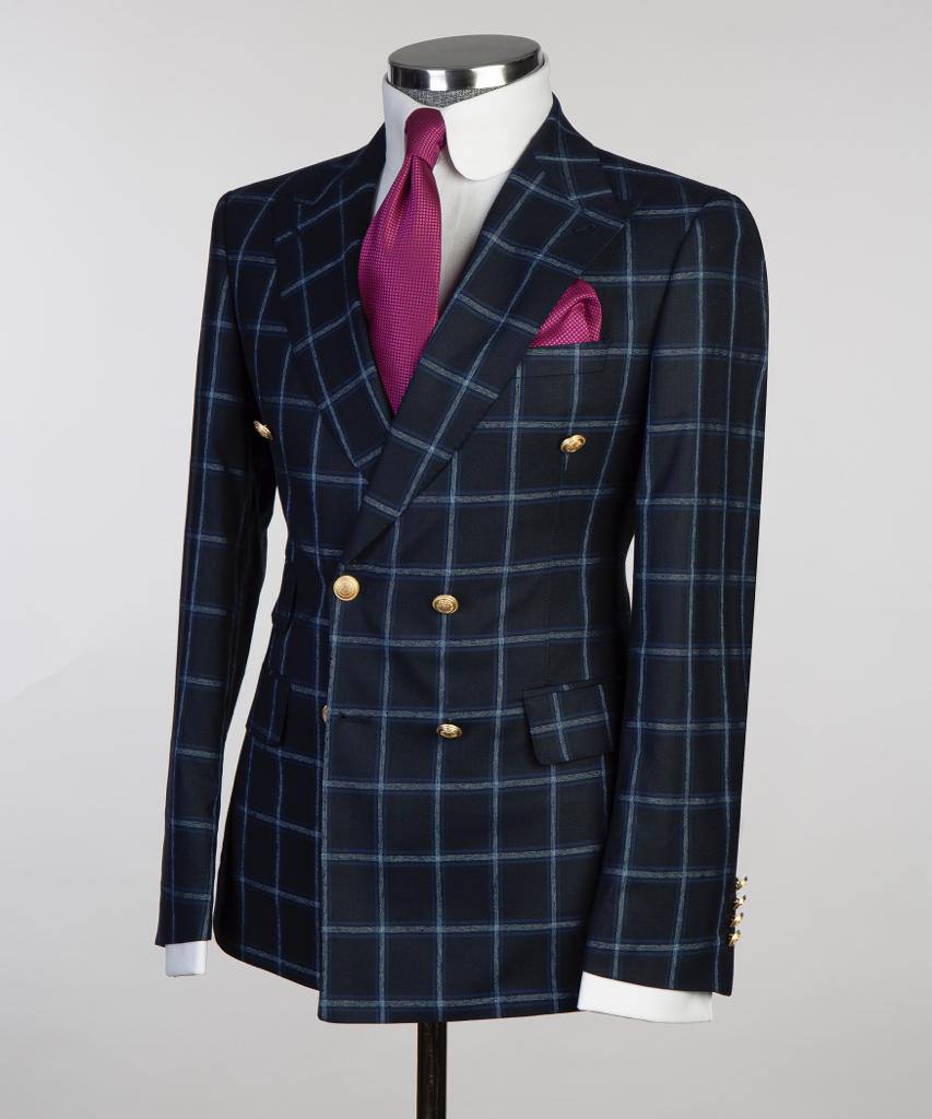 Midnight Azure Double-Breasted Jacket - alternate angle