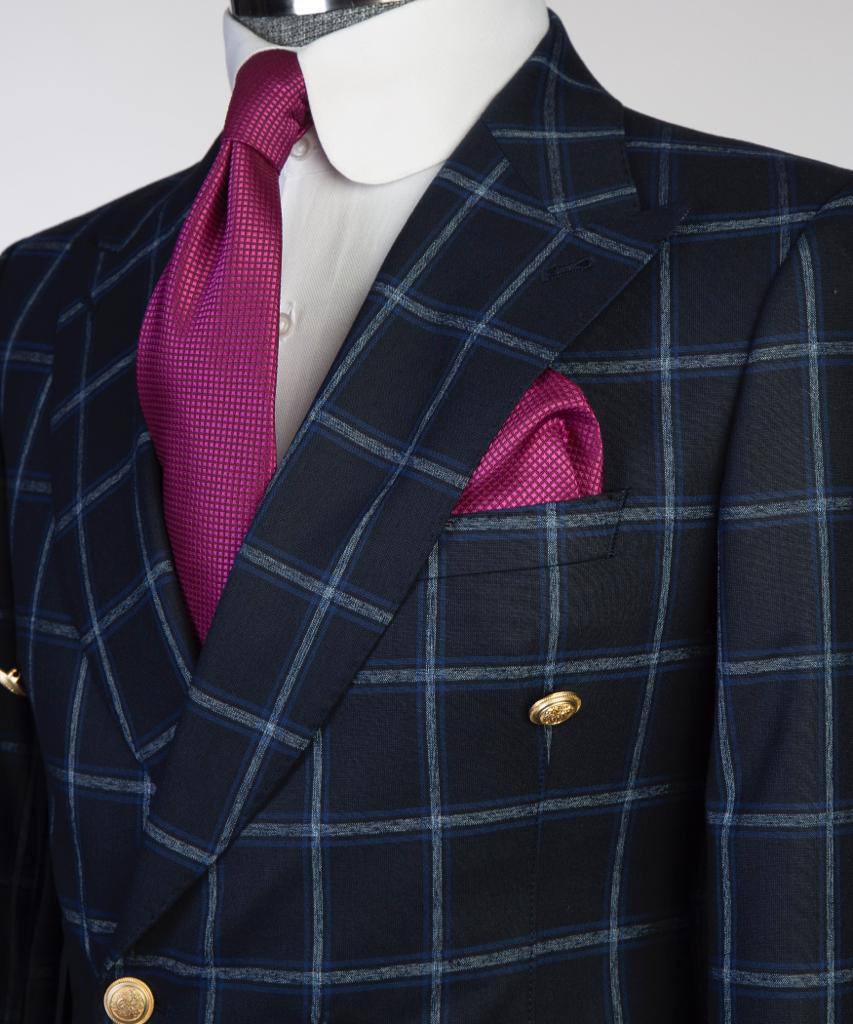 Midnight Azure Double-Breasted Jacket - detail view