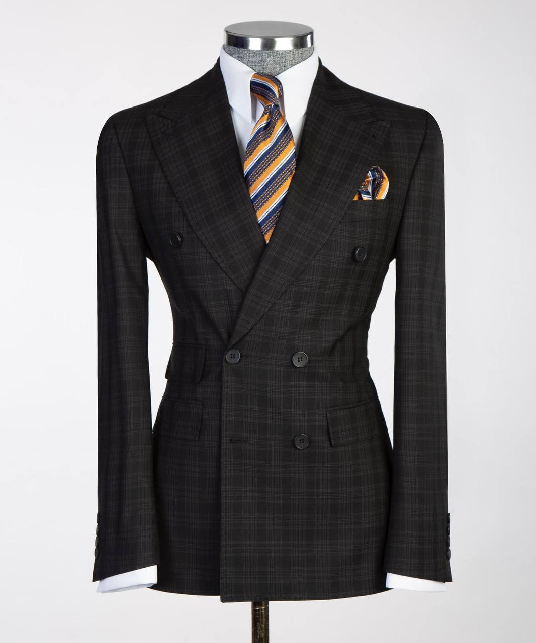 Obsidian Shadow Double-Breasted Jacket - front view - The Third Gentleman
